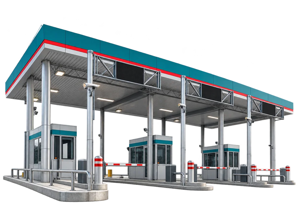 Photographic cutout of a customs checkpoint